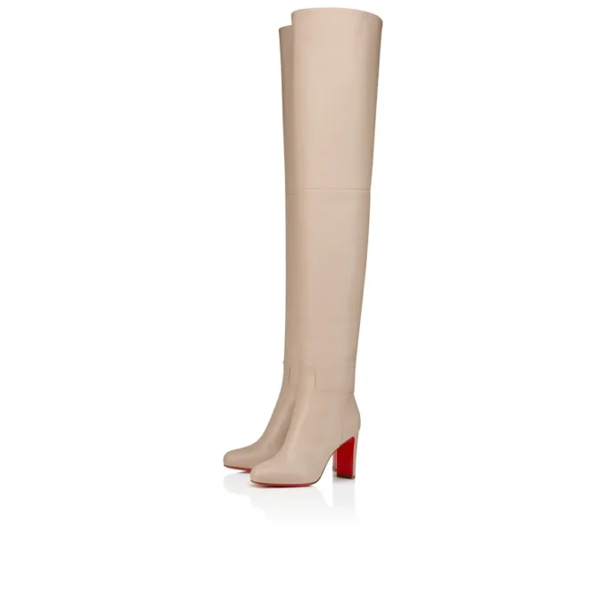 Buty do uda Loo – 85 mm – skóra cielęca – kolor perłowy – damskie Buty do uda Loo – 85 mm – skóra cielęca – kolor perłowy – damskie