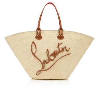 Cabata Large – torba Typu Tote – rafia i skóra cielęca – naturalna