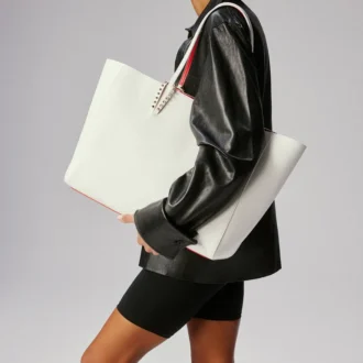 Cabata Large – torba Typu Tote – skóra cielęca i kolce – Bianco