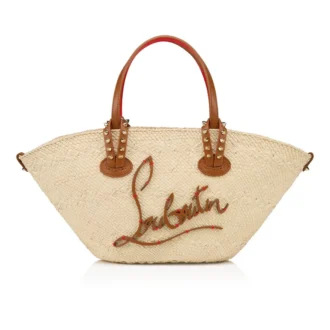 Cabata Mini – torba typu tote – rafia i skóra cielęca – naturalna
