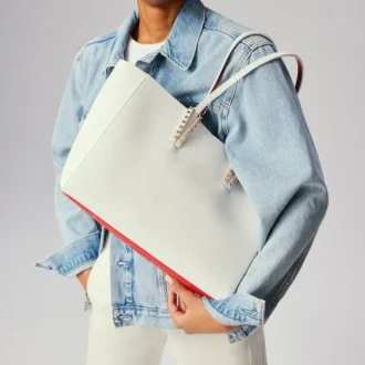 Cabata Small – torba Typu Tote – miękka skóra cielęca i kolce – Bianco