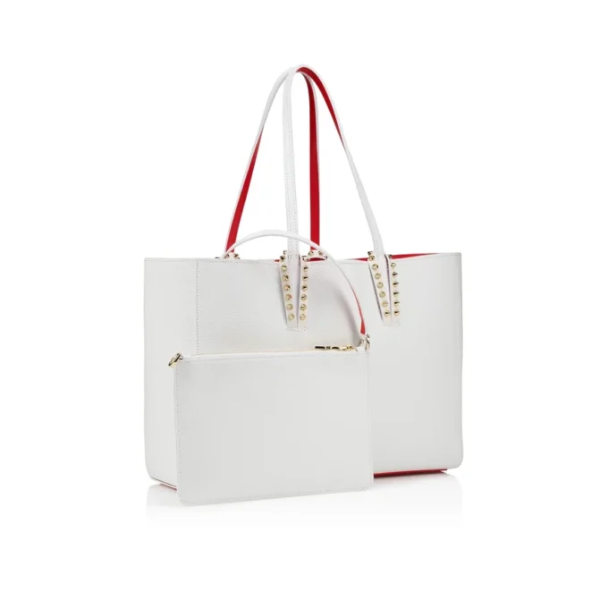 Cabata Small – torba Typu Tote – miękka skóra cielęca i kolce – Bianco