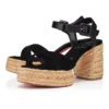 Calakala – espadryle na obcasie 85 mm – zamsz i skóra cielęca – czarne – damskie