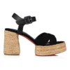 Calakala – espadryle na obcasie 85 mm – zamsz i skóra cielęca – czarne – damskie