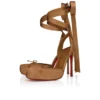 Cassia Lace up – czółenka na paskach o wysokości 100 mm – satyna krepowa – Nude 4 – damskie