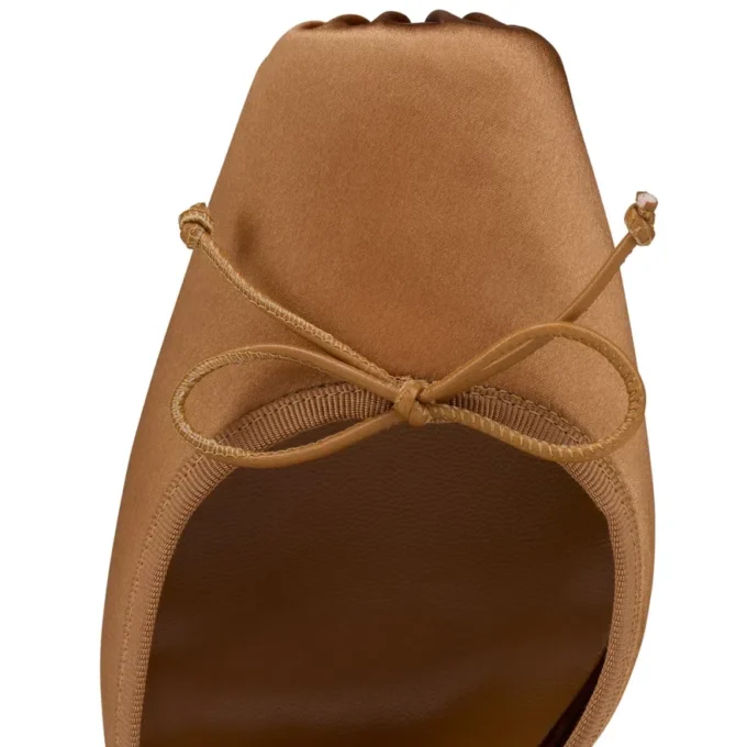 Cassia Lace up – czółenka na paskach o wysokości 100 mm – satyna krepowa – Nude 4 – damskie