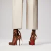 Cassia Lace up – czółenka na paskach o wysokości 100 mm – satyna krepowa – Nude 5 – damskie