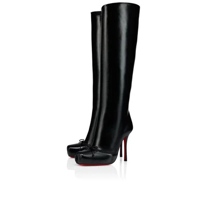 Cassia Nodo Botta – buty na obcasie 100 mm – błyszcząca skóra cielęca – czarne – damskie Cassia Nodo Botta – buty na obcasie 100 mm – błyszcząca skóra cielęca – czarne – damskie