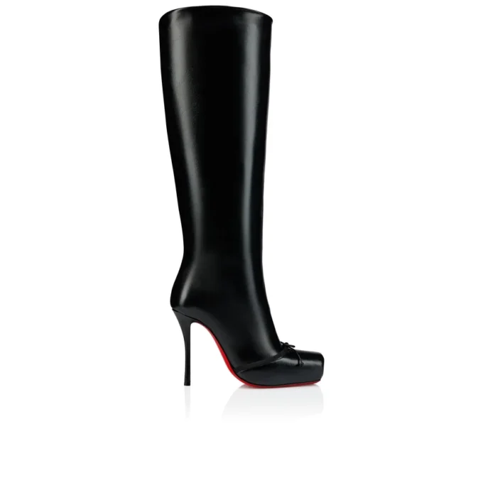 Cassia Nodo Botta – buty na obcasie 100 mm – błyszcząca skóra cielęca – czarne – damskie Cassia Nodo Botta – buty na obcasie 100 mm – błyszcząca skóra cielęca – czarne – damskie