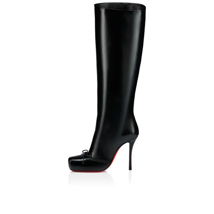 Cassia Nodo Botta – buty na obcasie 100 mm – błyszcząca skóra cielęca – czarne – damskie Cassia Nodo Botta – buty na obcasie 100 mm – błyszcząca skóra cielęca – czarne – damskie