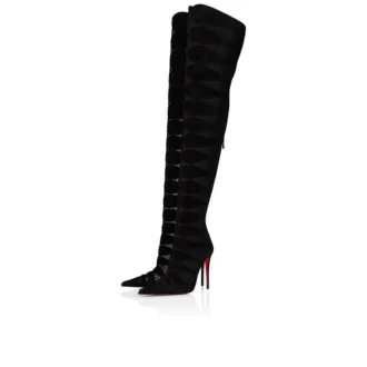 Circus Max Botta Alta – buty na obcasie 100 mm – zamsz cielęcy, siatka i skóra koźlęca – czarne – damskie Circus Max Botta Alta – buty na obcasie 100 mm – zamsz cielęcy, siatka i skóra koźlęca – czarne – damskie