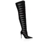 Circus Max Botta Alta – buty na obcasie 100 mm – zamsz cielęcy, siatka i skóra koźlęca – czarne – damskie Circus Max Botta Alta – buty na obcasie 100 mm – zamsz cielęcy, siatka i skóra koźlęca – czarne – damskie