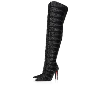 Circus Max Perla Botta Alta – kozaki do połowy uda o wysokości 100 mm – zamsz, siatka i cyrkonie – czarne – damskie Christian Louboutin Stany Zjednoczone Circus Max Perla Botta Alta – kozaki do połowy uda o wysokości 100 mm – zamsz, siatka i cyrkonie – czarne – damskie Christian Louboutin Stany Zjednoczone