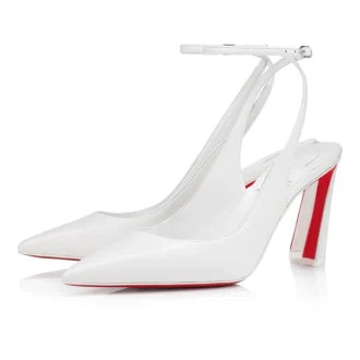 Condora Strap – czółenka na pasku z obcasem 85 mm – skóra nappa – Bianco – damskie