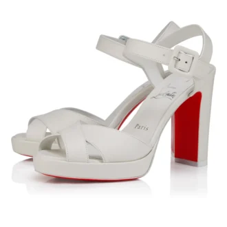 Cora – sandały na obcasie 100 mm – skóra nappa jagnięca – Bianco – damskie
