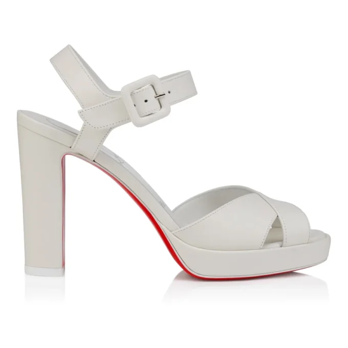 Cora – sandały na obcasie 100 mm – skóra nappa jagnięca – Bianco – damskie