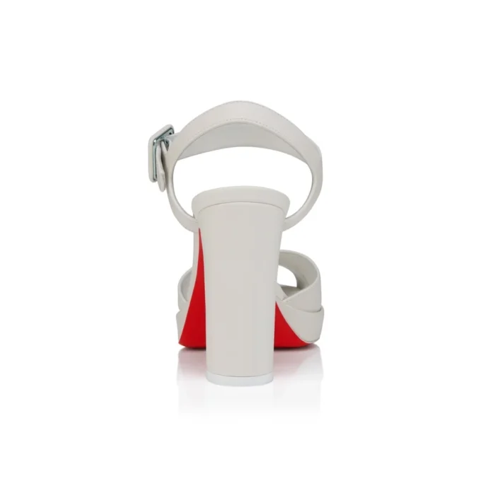 Cora – sandały na obcasie 100 mm – skóra nappa jagnięca – Bianco – damskie