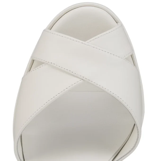 Cora – sandały na obcasie 100 mm – skóra nappa jagnięca – Bianco – damskie