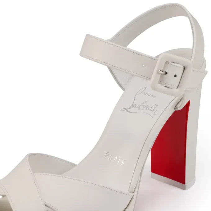 Cora – sandały na obcasie 100 mm – skóra nappa jagnięca – Bianco – damskie
