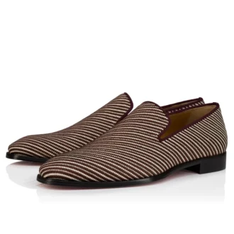 Danny Flex – mokasyny – skóra cielęca i splot twill – białe i brązowe – męskie Danny Flex – mokasyny – skóra cielęca i splot twill – białe i brązowe – męskie