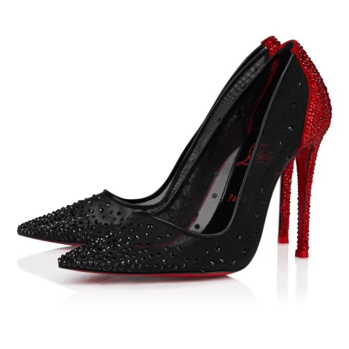Degrastrass Red Carpet – czółenka na obcasie 100 mm – siateczka – czarne – damskie