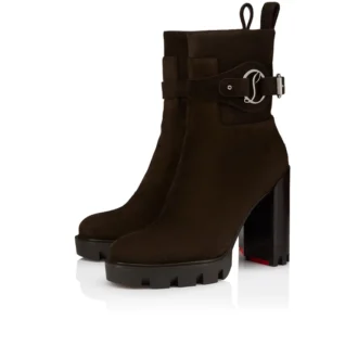 Dianouchette Lug – buty na niskim obcasie 100 mm – odwrócona skóra cielęca – kolor Cafe – damskie Dianouchette Lug – buty na niskim obcasie 100 mm – odwrócona skóra cielęca – kolor Cafe – damskie