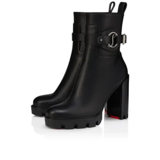 Dianouchette Lug – buty na niskim obcasie 100 mm – woskowana skóra cielęca – czarne – damskie Dianouchette Lug – buty na niskim obcasie 100 mm – woskowana skóra cielęca – czarne – damskie