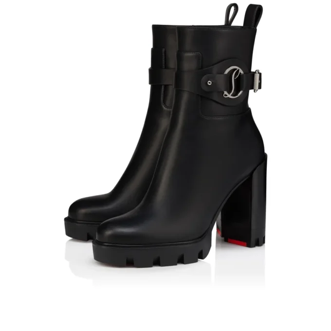 Dianouchette Lug – buty na niskim obcasie 100 mm – woskowana skóra cielęca – czarne – damskie Dianouchette Lug – buty na niskim obcasie 100 mm – woskowana skóra cielęca – czarne – damskie