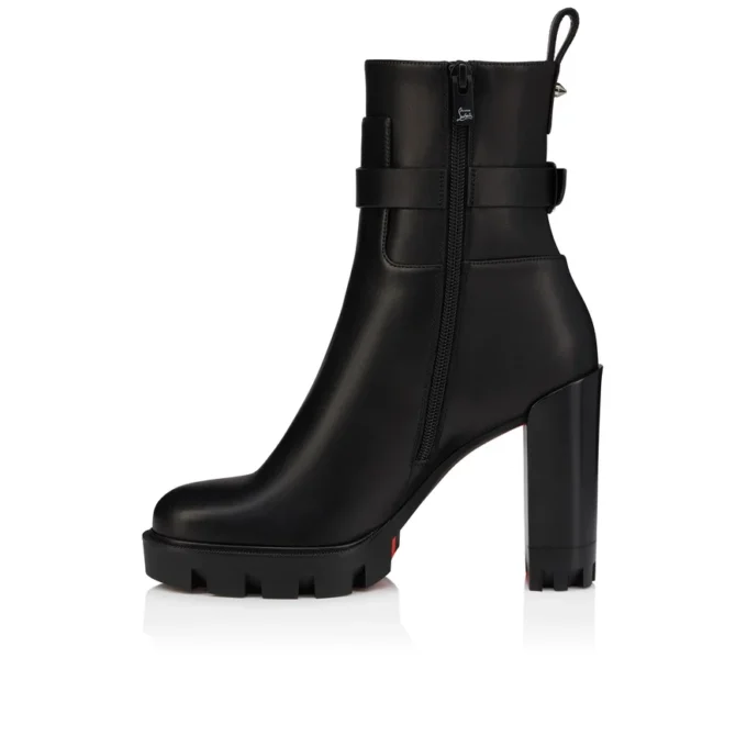 Dianouchette Lug – buty na niskim obcasie 100 mm – woskowana skóra cielęca – czarne – damskie Dianouchette Lug – buty na niskim obcasie 100 mm – woskowana skóra cielęca – czarne – damskie