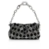 Eva Small – torebka na ramię – aksamit cielęcy i strass w kształcie rombów – czarna