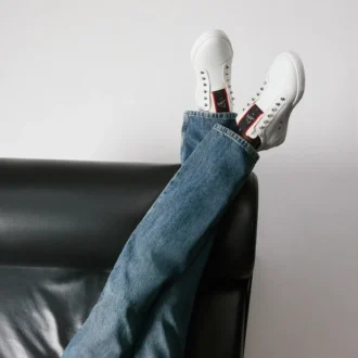F.A.V Fique a Vontade – Sneakersy wsuwane – skóra cielęca – białe – męskie F.A.V Fique a Vontade – Sneakersy wsuwane – skóra cielęca – białe – męskie