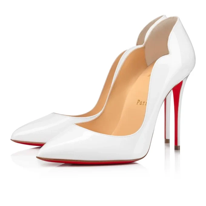 Hot Chick – czółenka na obcasie 100 mm – lakierowana skóra cielęca – Bianco – damskie