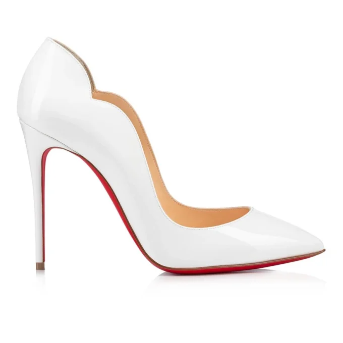 Hot Chick – czółenka na obcasie 100 mm – lakierowana skóra cielęca – Bianco – damskie
