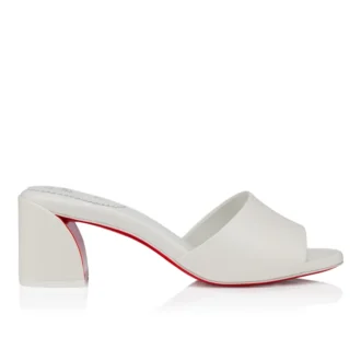 Jane Mule – klapki na obcasie 55 mm – skóra nappa – Bianco – damskie