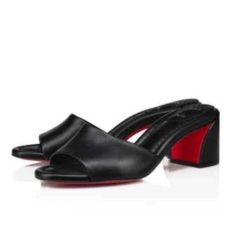 Jane Mule – klapki na obcasie 55 mm – skóra nappa jagnięca – czarne – damskie