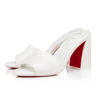 Jane Mule – klapki na obcasie 85 mm – skóra jagnięca nappa – Bianco – damskie