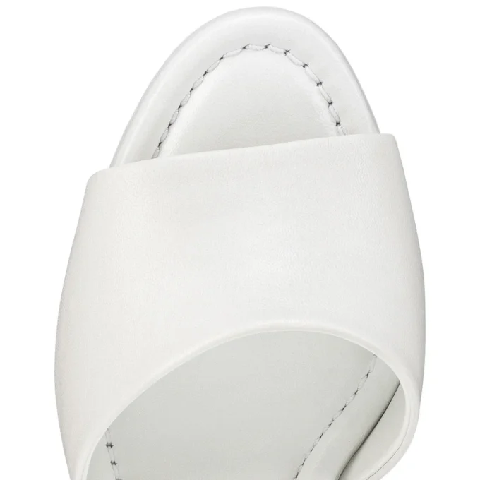 Jane Mule – klapki na obcasie 85 mm – skóra jagnięca nappa – Bianco – damskie