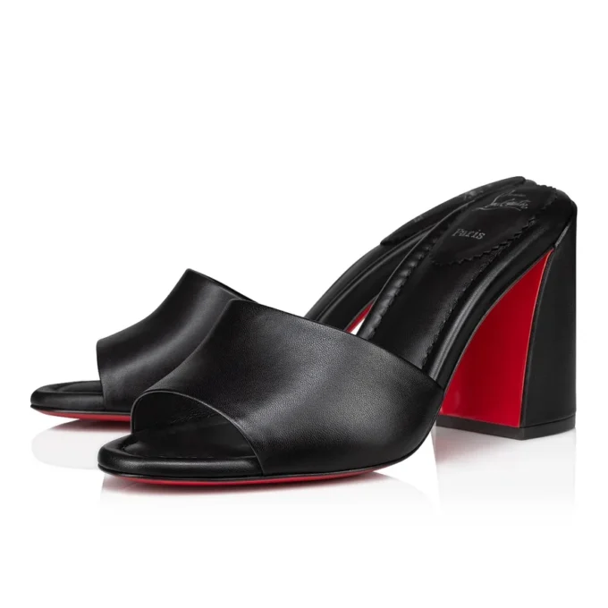 Jane Mule – klapki na obcasie 85 mm – skóra jagnięca nappa – czarne – damskie