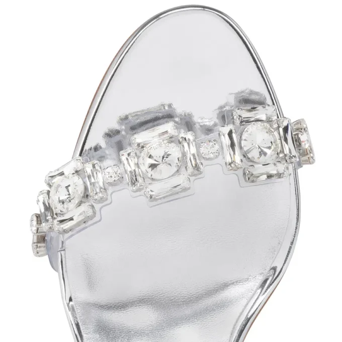 Just Jewel – sandały na obcasie 85 mm – TPU i laminowana skóra cielęca – kryształ – damskie Just Jewel – sandały na obcasie 85 mm – TPU i laminowana skóra cielęca – kryształ – damskie