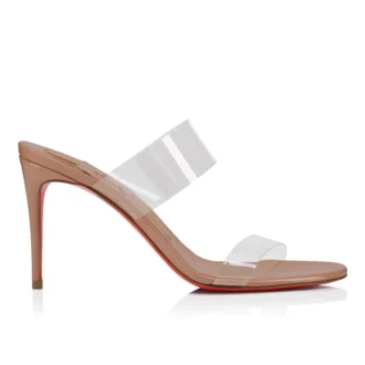Just Nothing – klapki na obcasie 85 mm – lakierowana skóra i TPU – kolor Blush – damskie