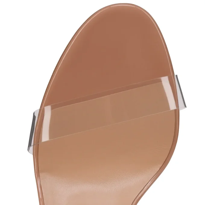 Just Nothing – klapki na obcasie 85 mm – lakierowana skóra i TPU – kolor Blush – damskie Just Nothing – klapki na obcasie 85 mm – lakierowana skóra i TPU – kolor Blush – damskie