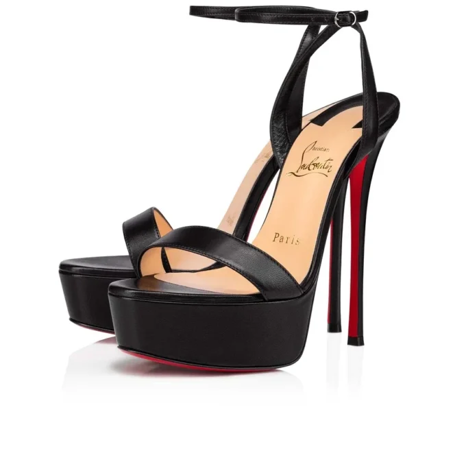 Loubi Queen Alta – czółenka na obcasie 150 mm – skóra nappa – czarne – damskie Loubi Queen Alta – czółenka na obcasie 150 mm – skóra nappa – czarne – damskie
