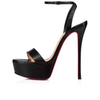 Loubi Queen Alta – czółenka na obcasie 150 mm – skóra nappa – czarne – damskie