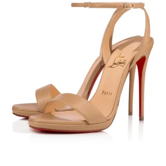 Loubi Queen – sandały na obcasie 120 mm – skóra nappa – kolor Nude 1 – damskie