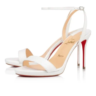 Loubi Queen – sandały na paskach o wysokości 100 mm – skóra nappa – Bianco – damskie