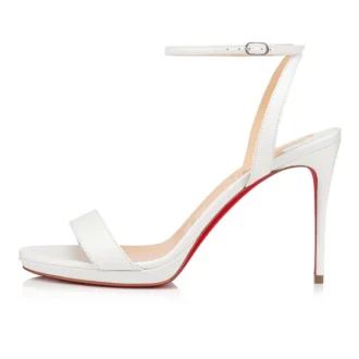 Loubi Queen – sandały na paskach o wysokości 100 mm – skóra nappa – Bianco – damskie