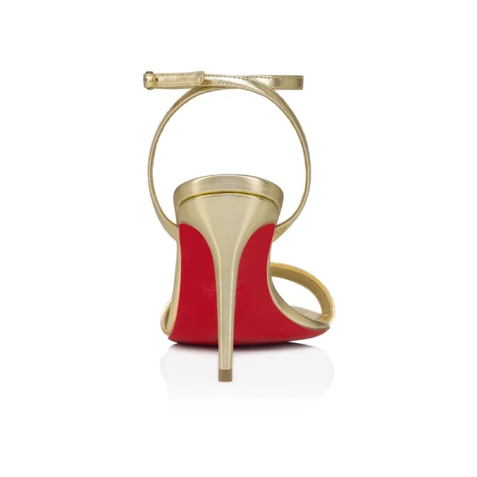 Loubigirl – sandały na rzemykach z obcasem 85 mm – skóra – platynowy – damskie