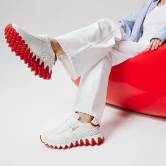 Loubishark – Sneakersy – skóra cielęca i neopren – Bianco – damskie Loubishark – Sneakersy – skóra cielęca i neopren – Bianco – damskie