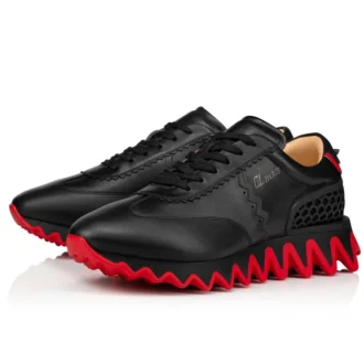 Loubishark – Sneakersy – skóra cielęca i neopren – czarne – męskie Loubishark – Sneakersy – skóra cielęca i neopren – czarne – męskie