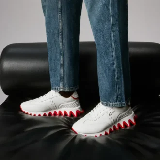 Loubishark – Sneakersy – skóra cielęca, neopren i guma – białe – męskie Loubishark – Sneakersy – skóra cielęca, neopren i guma – białe – męskie
